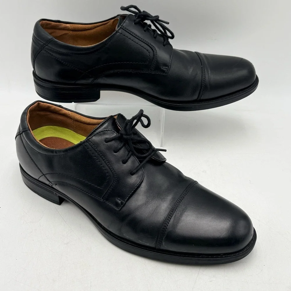 Florsheim Ortholite Mens 10.5D Black Cap Toe Oxford Leather Dress Shoes 12138
